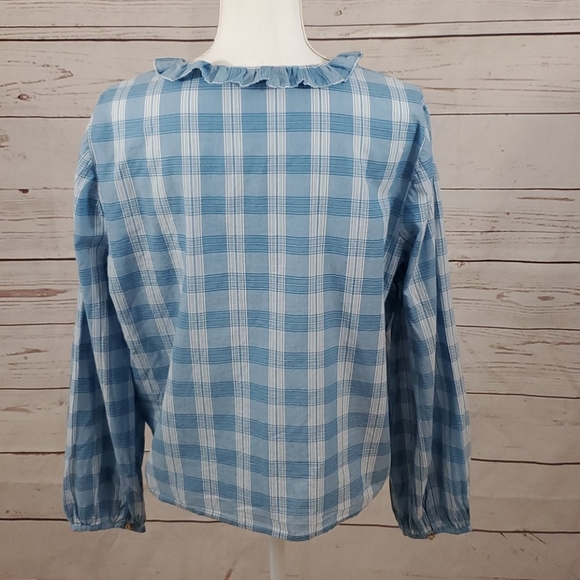 Madewell Colwell plaid Ruffle-Neck Top - Picture 5 of 7